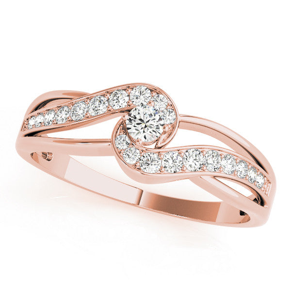 Rose gold Round Diamond Twist Band with Pavé Setting