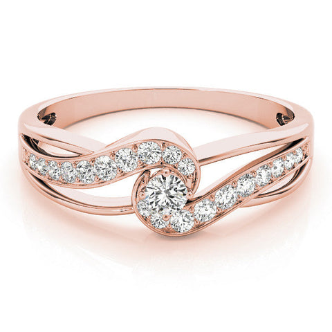 Rose gold Round Diamond Twist Band with Pavé Setting