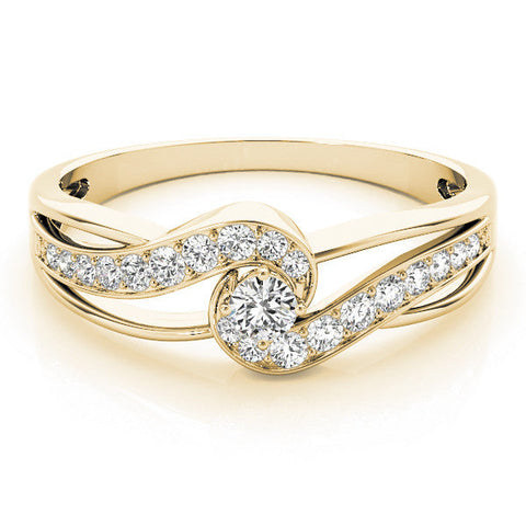 Yellow gold Round Diamond Twist Band with Pavé Setting