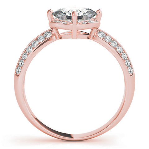 Rose gold Oval Halo Diamond Split Shank Ring with Four-Prong Setting