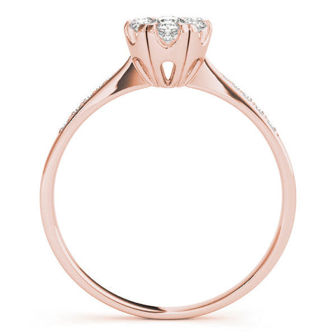 Rose gold Cluster Heart Diamond Pavé Band Flower Prong Setting Ring