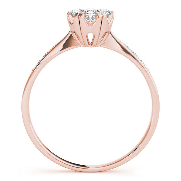 Rose gold Cluster Radiant Diamond Pavé Band Flower Prong Setting Ring