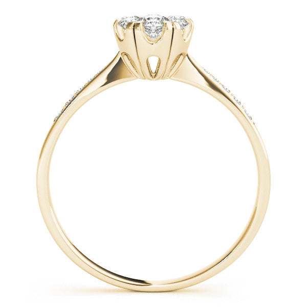 Yellow gold Cluster Oval Diamond Pavé Band Flower Prong Setting Ring