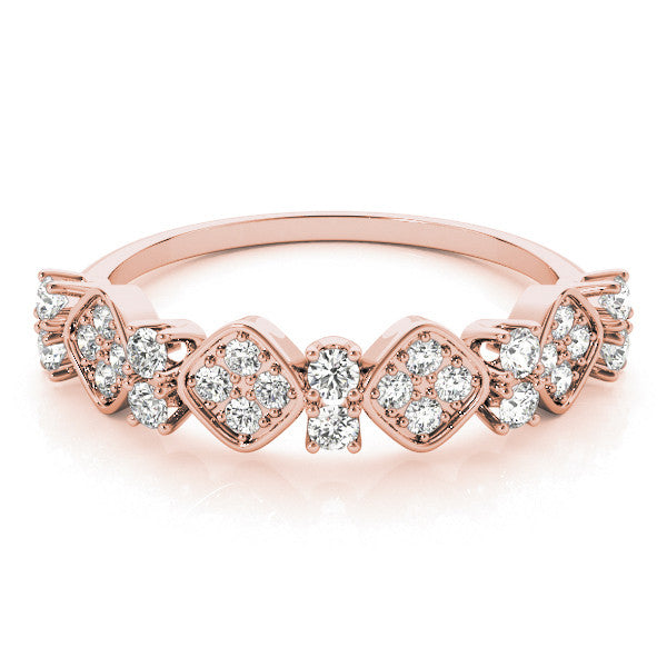 Rose gold Pave Cushion Diamond Cluster Eternity Band with Prong Setting