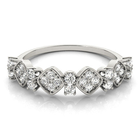Platinum Pave Cushion Diamond Cluster Eternity Band with Prong Setting
