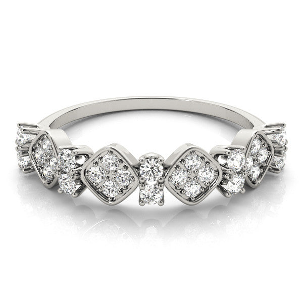 Platinum Pave Cushion Diamond Cluster Eternity Band with Prong Setting