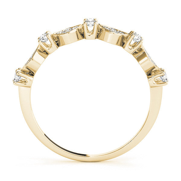 Yellow gold Pave Cushion Diamond Cluster Eternity Band with Prong Setting