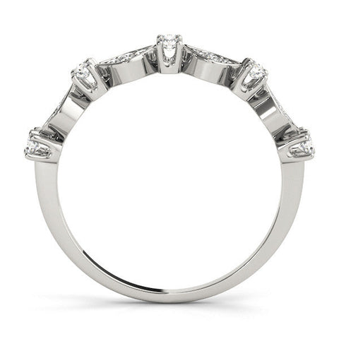 White gold Pave Cushion Diamond Cluster Eternity Band with Prong Setting