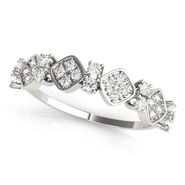 Platinum Pave Cushion Diamond Cluster Eternity Band with Prong Setting
