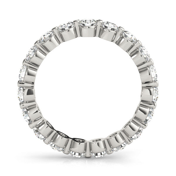 Platinum Round Diamond Eternity Band with Scalloped Prong Setting
