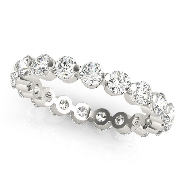Silver Round Diamond Eternity Band with Scalloped Prong Setting