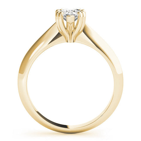 Yellow gold Pear-Shaped Solitaire Diamond Ring with Tapered Band and Six-Prong Setting