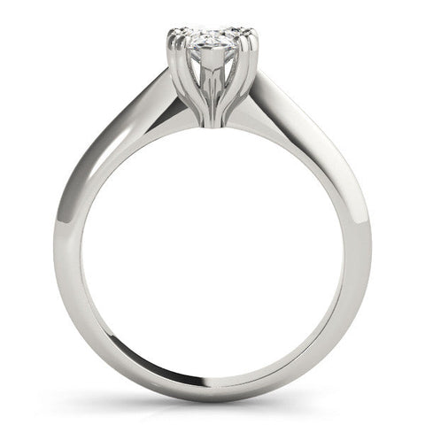Platinum Pear-Shaped Solitaire Diamond Ring with Tapered Band and Six-Prong Setting