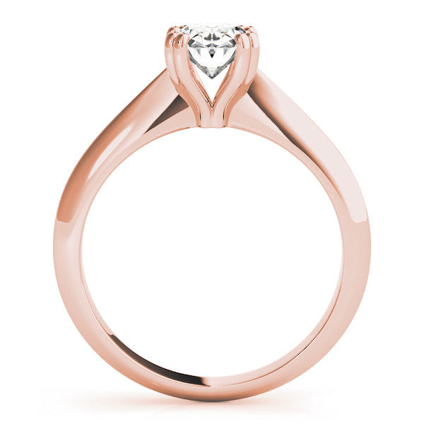 Rose gold Oval Solitaire Diamond Ring with Four-Prong Setting on a Tapered Band