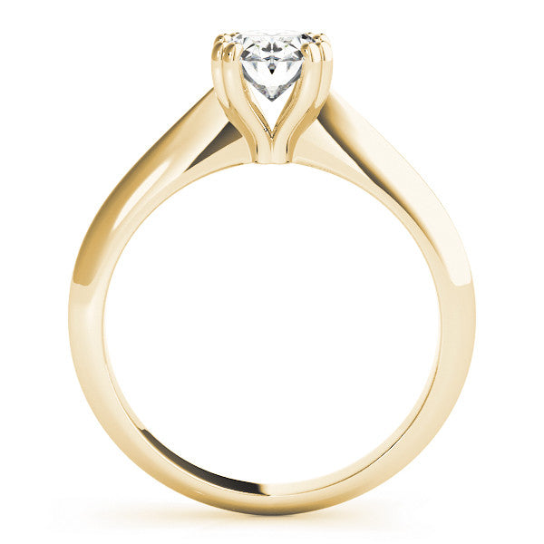 Yellow gold Oval Solitaire Diamond Ring with Four-Prong Setting on a Tapered Band