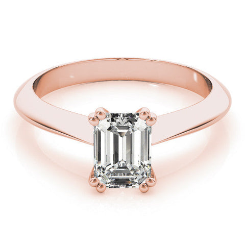 Rose gold Radiant Cut Solitaire Engagement Ring with Tapered Band and Four-Prong Setting