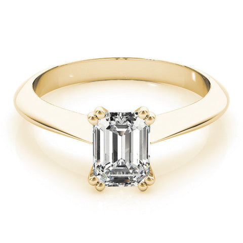 Yellow gold Oval Cut Solitaire Engagement Ring with Tapered Band and Four-Prong Setting