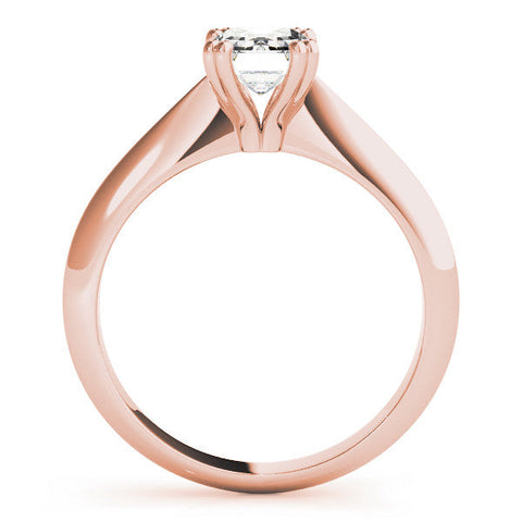 Rose gold Radiant Cut Solitaire Engagement Ring with Tapered Band and Four-Prong Setting
