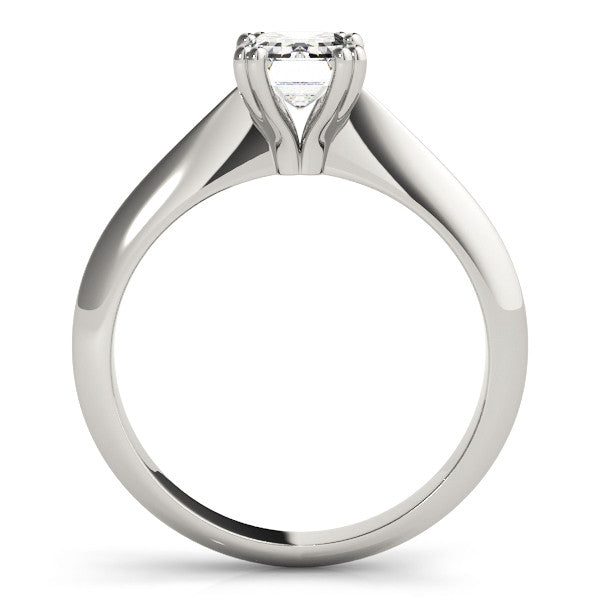 Platinum Oval Cut Solitaire Engagement Ring with Tapered Band and Four-Prong Setting