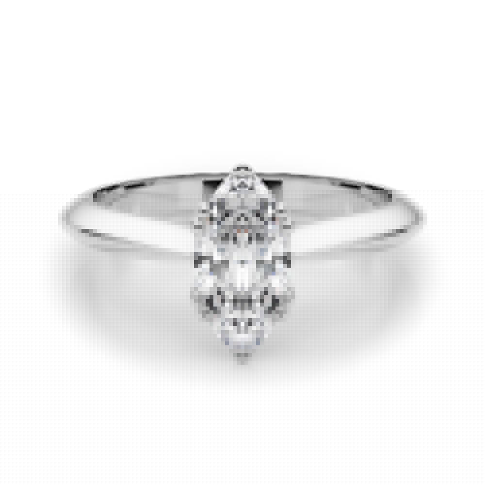 White gold Marquise Solitaire Diamond Ring with Six-Prong Setting and Classic Band