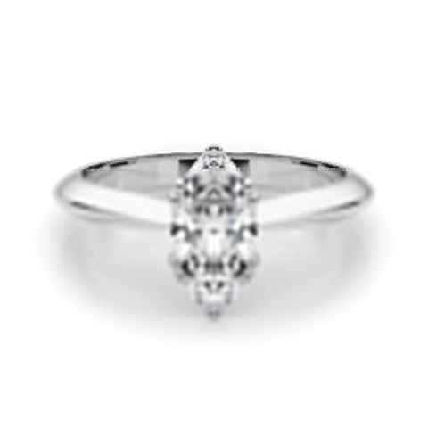 White gold Marquise Solitaire Diamond Ring with Six-Prong Setting and Classic Band