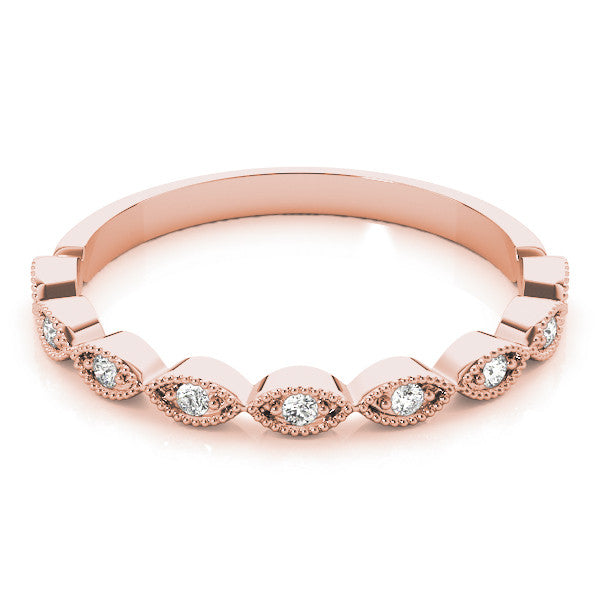Rose gold Milgrain Marquise Diamond Half-Eternity Band with Bezel Setting