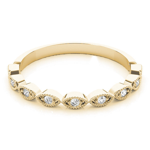 Yellow gold Milgrain Marquise Diamond Half-Eternity Band with Bezel Setting