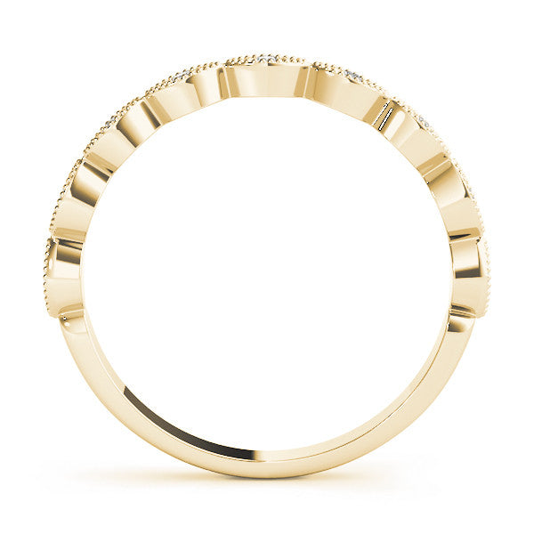 Yellow gold Milgrain Marquise Diamond Half-Eternity Band with Bezel Setting