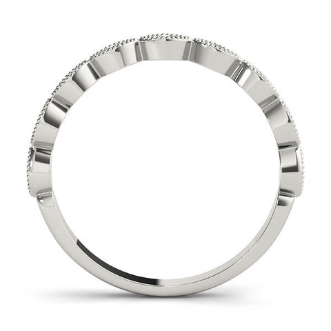 Platinum Milgrain Marquise Diamond Half-Eternity Band with Bezel Setting