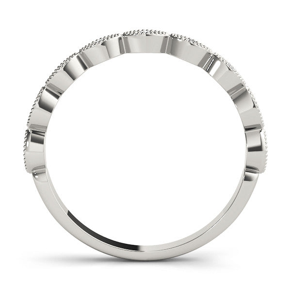 White gold Milgrain Marquise Diamond Half-Eternity Band with Bezel Setting