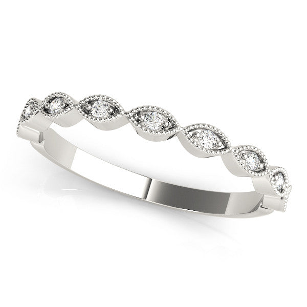 Platinum Milgrain Marquise Diamond Half-Eternity Band with Bezel Setting
