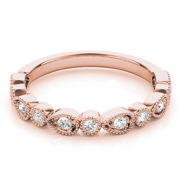 Rose gold Milgrain Bezel Set Pear and Round Diamond Eternity Band