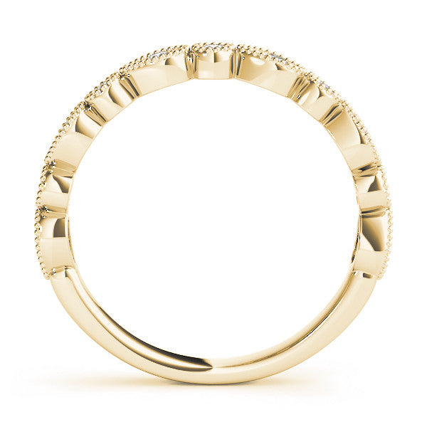 Yellow gold Milgrain Bezel Set Pear and Round Diamond Eternity Band