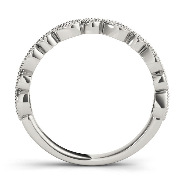 White gold Milgrain Bezel Set Pear and Round Diamond Eternity Band