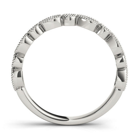 Platinum Milgrain Bezel Set Pear and Round Diamond Eternity Band