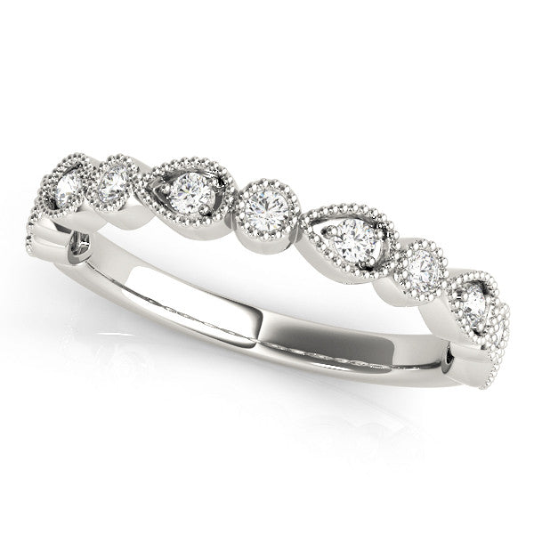 Platinum Milgrain Bezel Set Pear and Round Diamond Eternity Band