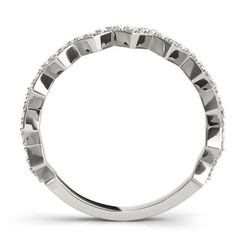 Platinum Zigzag Diamond Pave Round Eternity Band with Prong Setting