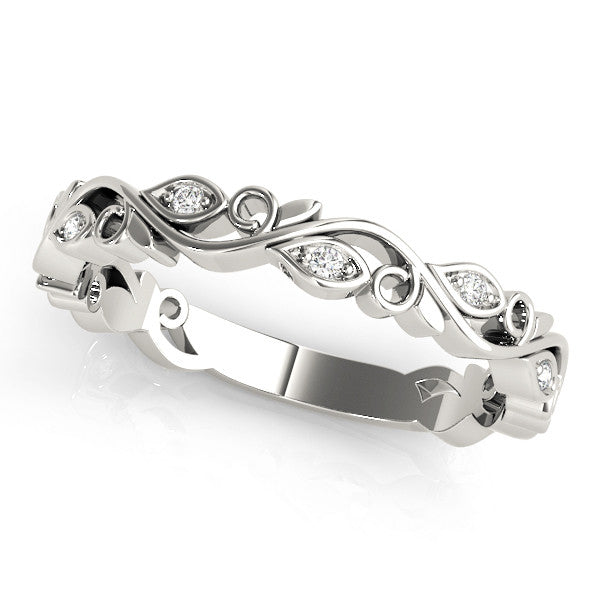 White gold Marquise Diamond Vine Eternity Band with Bezel Setting