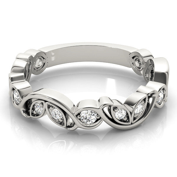 Silver Marquise and Round Diamond Infinity Eternity Band with Bezel Setting