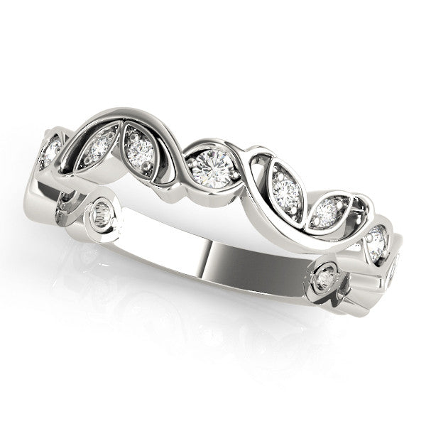 White gold Marquise and Round Diamond Infinity Eternity Band with Bezel Setting