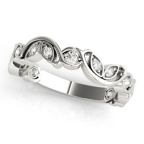 White gold Marquise and Round Diamond Infinity Eternity Band with Bezel Setting