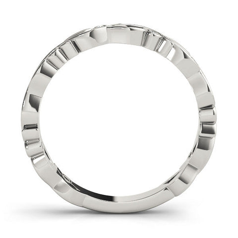 Platinum Bezel Set Round Diamond Leaf Eternity Band