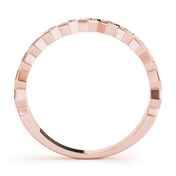 Rose gold Hexagon Pave Diamond Eternity Band with Bezel Setting