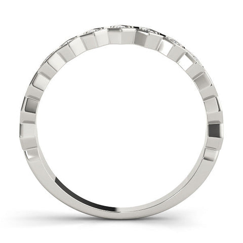 Platinum Hexagon Pave Diamond Eternity Band with Bezel Setting