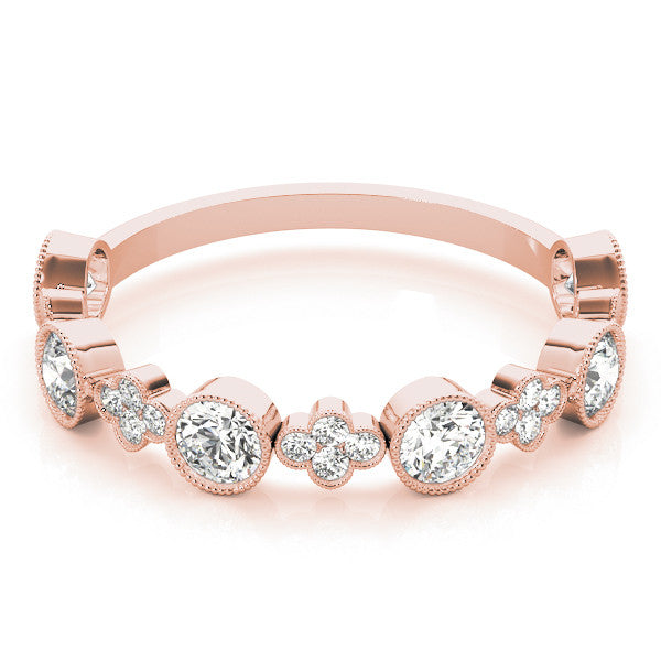 Rose gold Milgrain Bezel Set Round Diamond Cluster Eternity Band