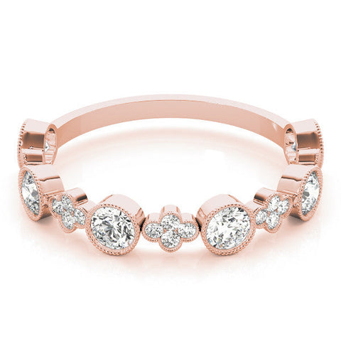 Rose gold Milgrain Bezel Set Round Diamond Cluster Eternity Band