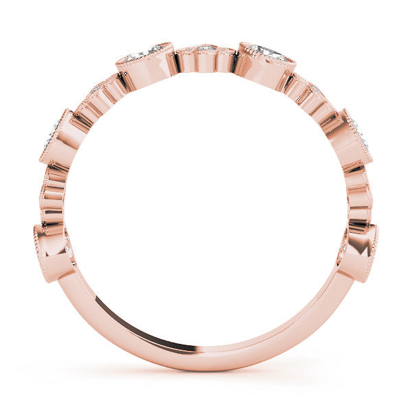 Rose gold Milgrain Bezel Set Round Diamond Cluster Eternity Band