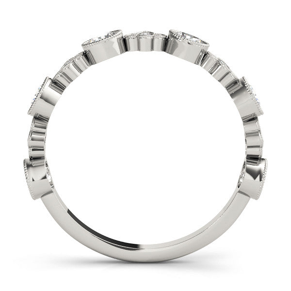 Silver Milgrain Bezel Set Round Diamond Cluster Eternity Band