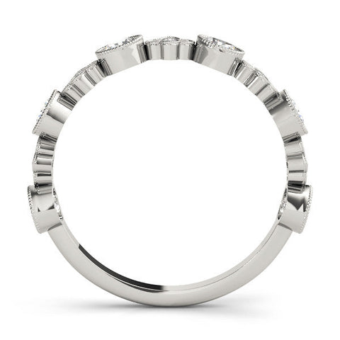 White gold Milgrain Bezel Set Round Diamond Cluster Eternity Band