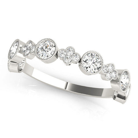 White gold Milgrain Bezel Set Round Diamond Cluster Eternity Band